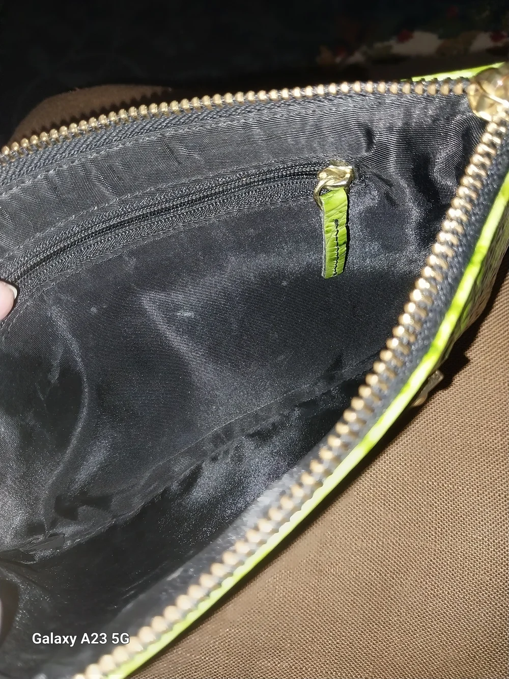 Brahmin Green Croc Embossed Wristlet/ Clutch Gold Hardware Zipper Enclosure